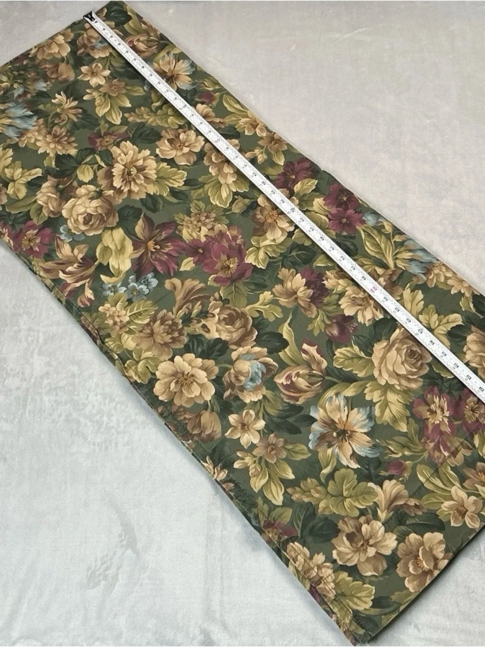 Vtg Lauren Ralph Lauren Edgefield Floral Double Flat Sheet Cotton Green Floral